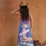 Flamingo racing maxi dress purple