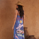 Flamingo racing maxi dress purple