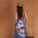 Flamingo racing maxi dress purple