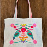 love birds natural tote