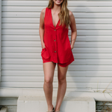 Hayley Vest and Shorts Set - Red