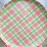 rose pink and mint green gingham platter