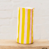 large vase pink and yellow stripe