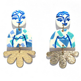 terrazzo blue petal earrings