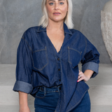 indigo denim shirt